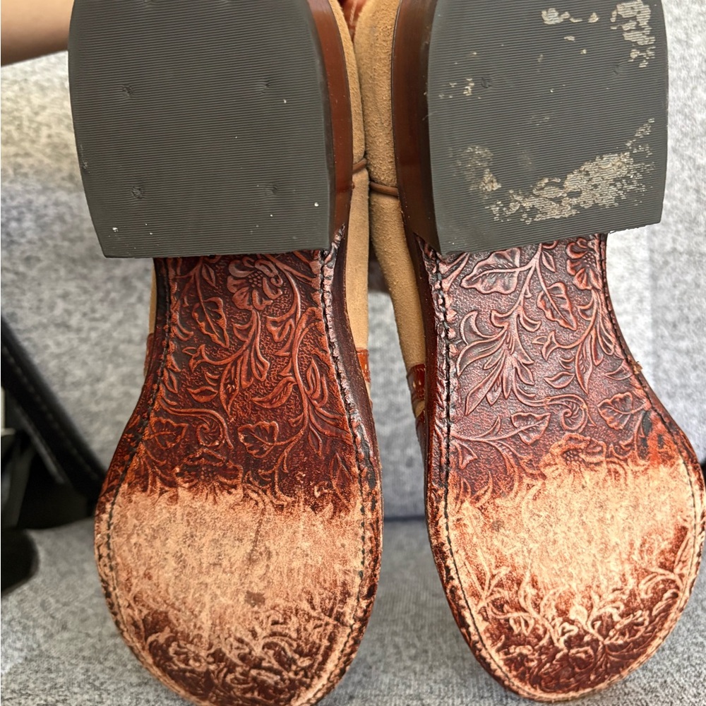 Women’s Two-Tone Brown & Tan Western Cowboy Boots Size 6.5 Leather & Suede - Picture 7 of 8